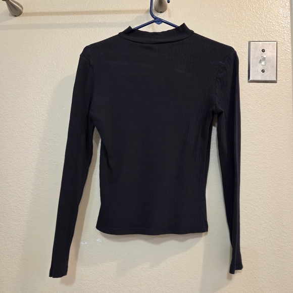 Shein Women Basics Mock Neck Rib Knit Solid Stretch Long Sleeve Top Size Medium - Picture 3 of 7